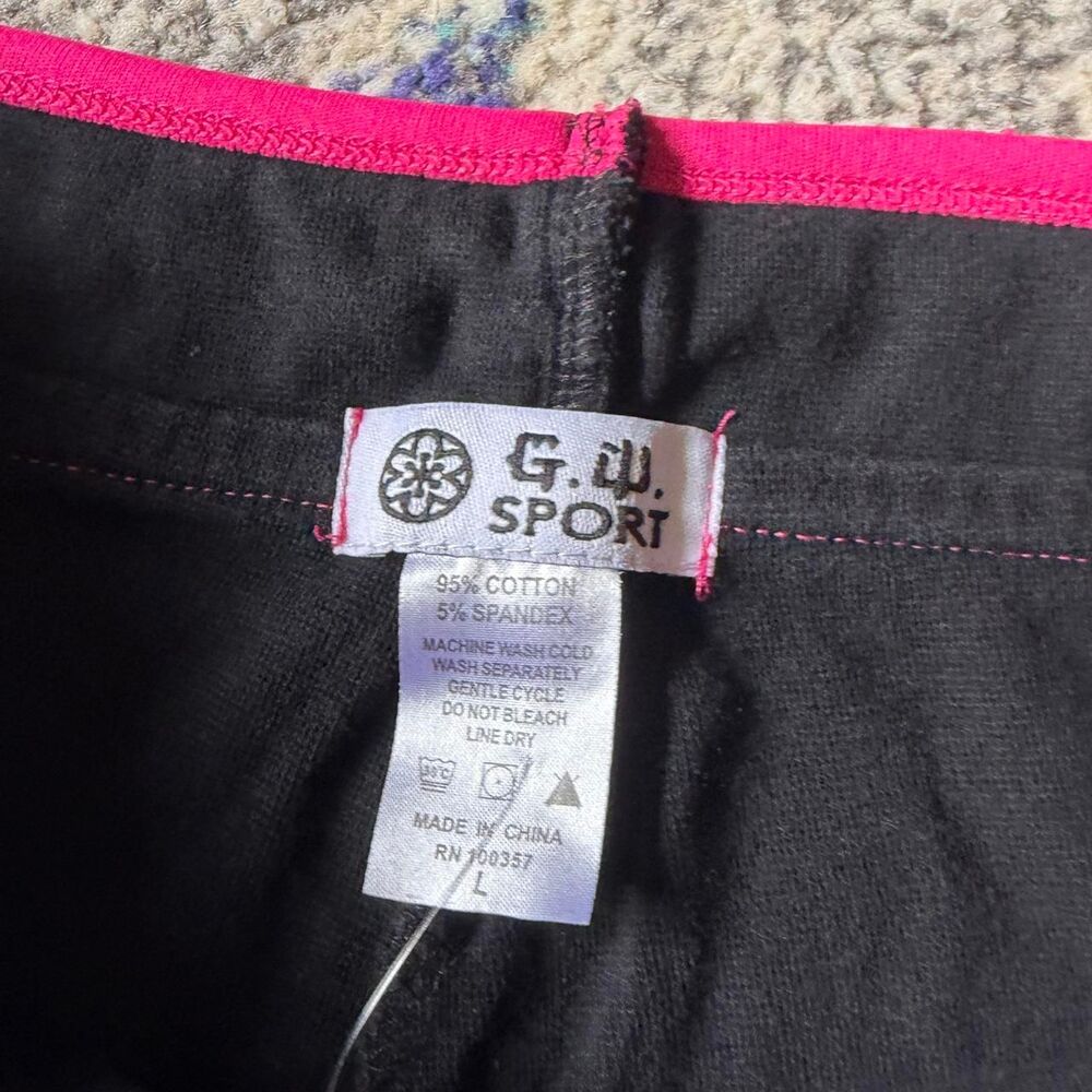G.W. Sport Y2K Neon Pink Black Athletic Bermuda Shorts Large Yoga Capri - Picture 4 of 6